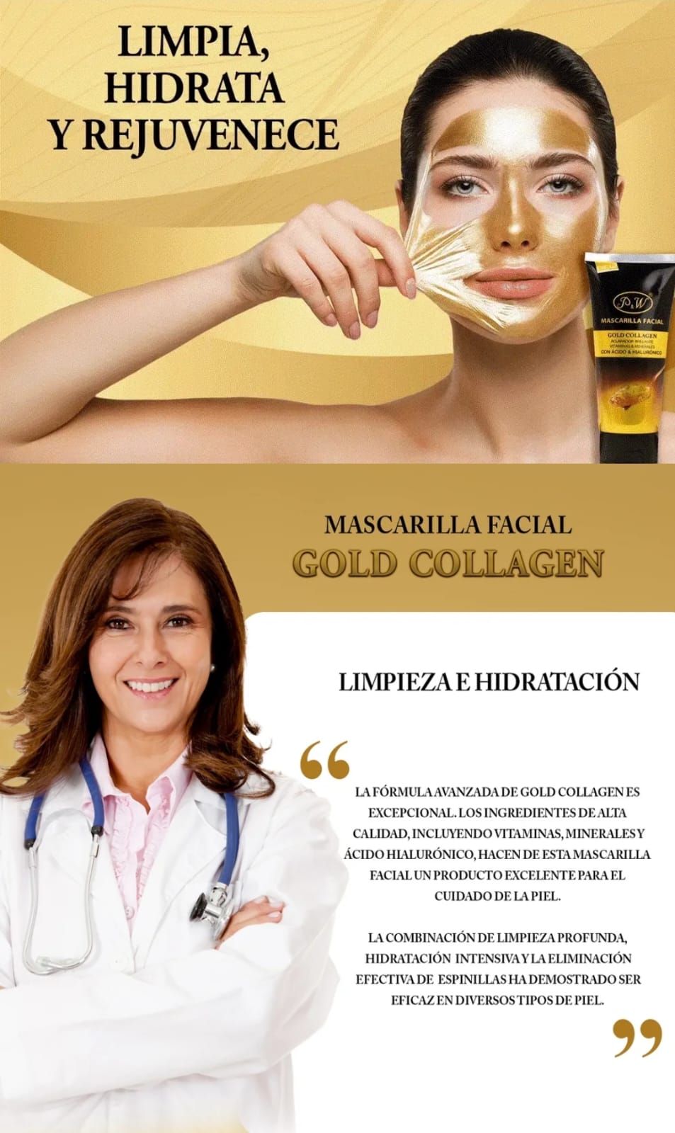 Mascarilla facial gold collagen