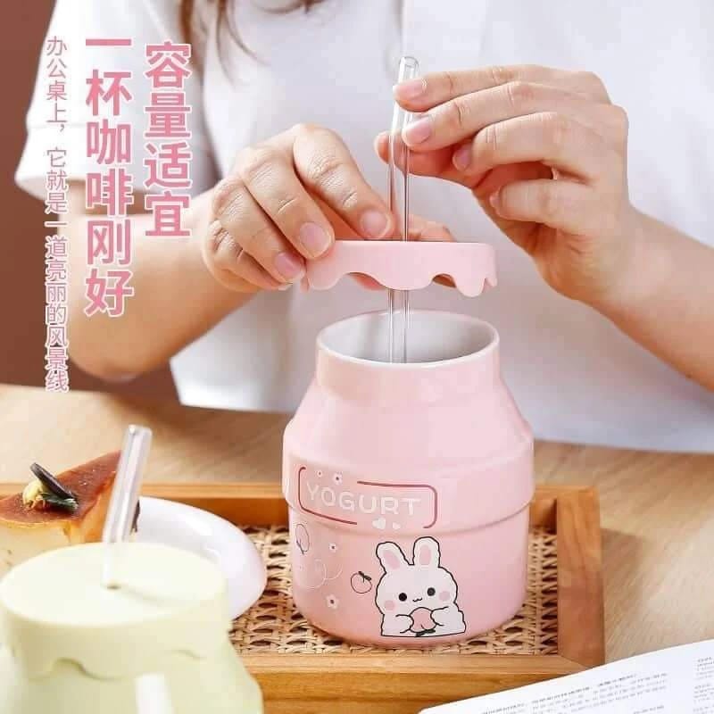 Taza cerámica para yogurt Kawaii